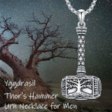 Sterling Silver Thors Hammer Urn Necklace for Ashes