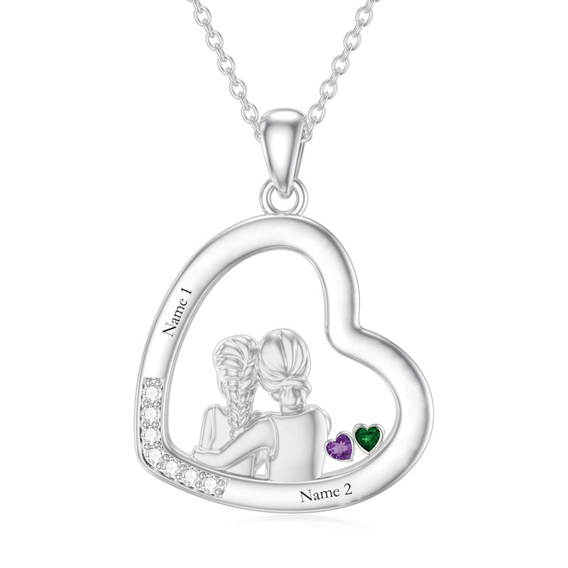 10K 14K 18K Solid Gold Personalized Birthstone &Engraved Mother Pendant Necklace