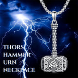 Sterling Silver Thors Hammer Urn Necklace for Ashes
