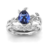 Sterling Silver 10K 14K 18K Gold 1ct Pear Shaped Gemstone Gemstone Engagement Ring Wedding Ring Sets