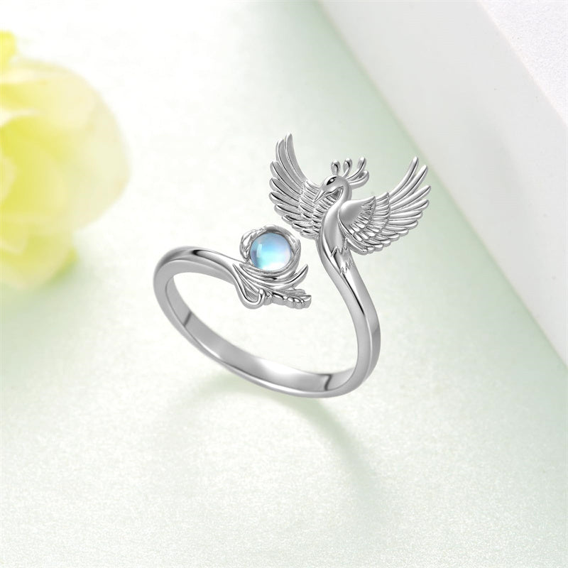 Sterling Silver  Moonstone Phoenix Ring
