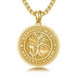 Sterling Silver Memento Mori Gothic Skull Amulet Pendant Necklace for Men