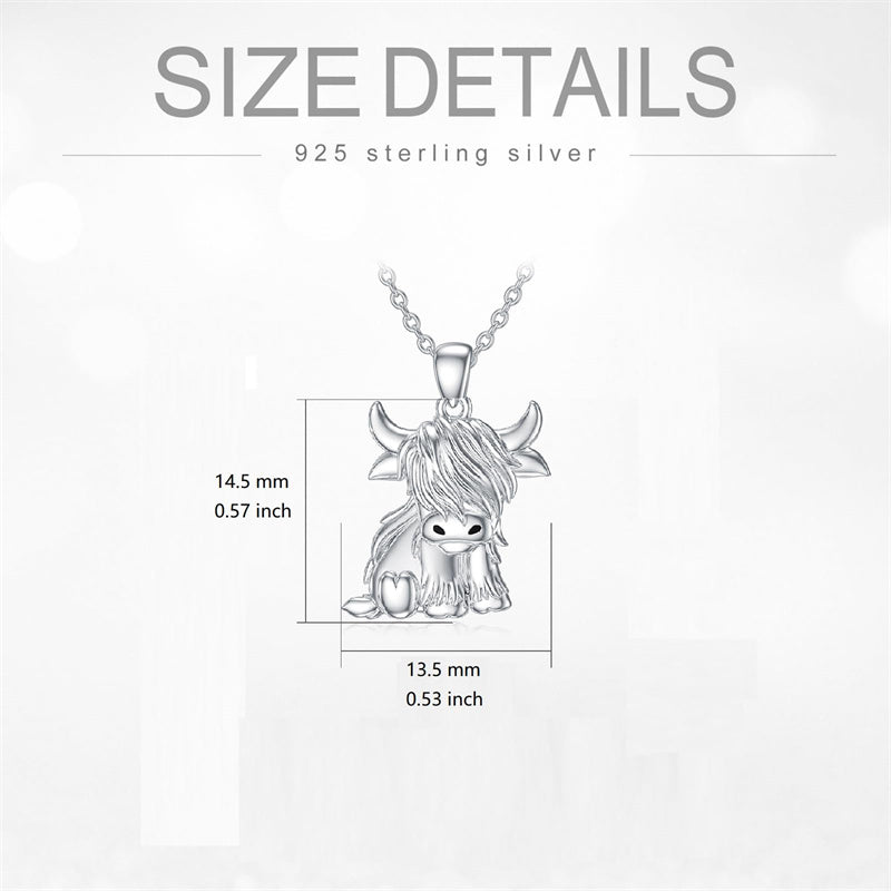 Sterling Silver Highland Cow Necklace