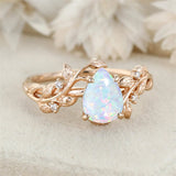 Sterling Silver 10K 14K 18K  Gold Pear Gemstone Vintage Engagement Wedding Promise Anniversary Ring