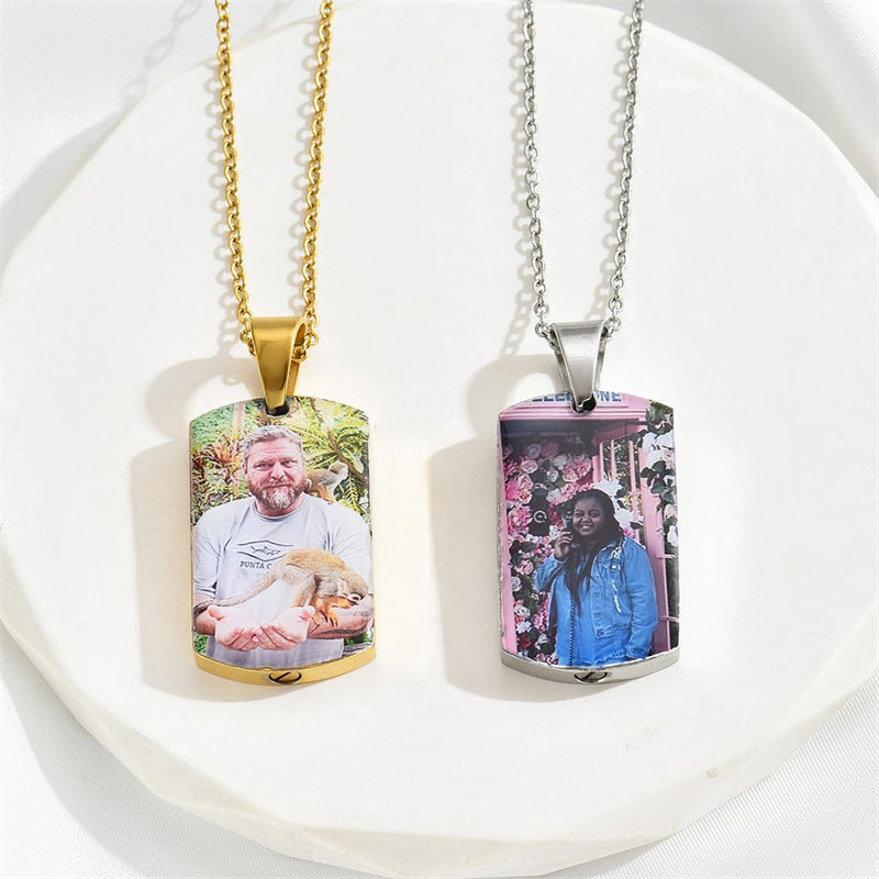 Stainless Steel Personalized Photo Engraved Urn Necklace for Ashes