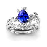 Sterling Silver 10K 14K 18K Gold 1ct Pear Shaped Gemstone Gemstone Engagement Ring Wedding Ring Sets