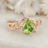 Sterling Silver 10K 14K 18K  Gold Pear Gemstone Vintage Engagement Wedding Promise Anniversary Ring