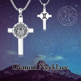 Sterling Silver 12 Constellation Cross Pendant Necklace