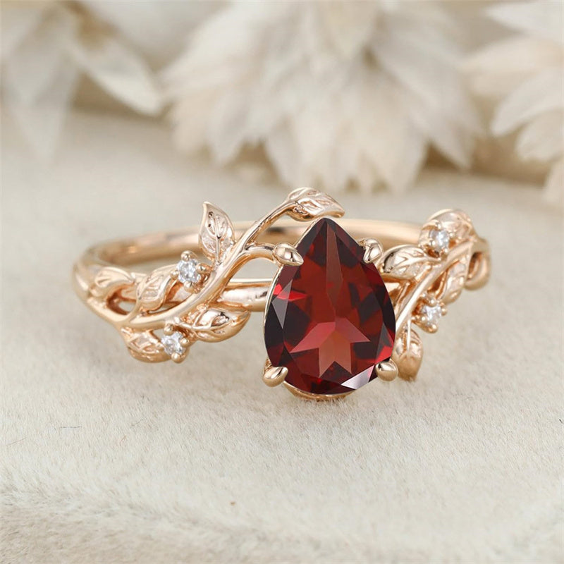 Sterling Silver 10K 14K 18K  Gold Pear Gemstone Vintage Engagement Wedding Promise Anniversary Ring