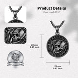 Sterling Silver Memento Mori Gothic Skull Amulet Pendant Necklace for Men