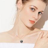 Sterling Silver Personalized Photo Blue Opal Luminous Stone Pink Opal Father Daughter Pendant Necklace