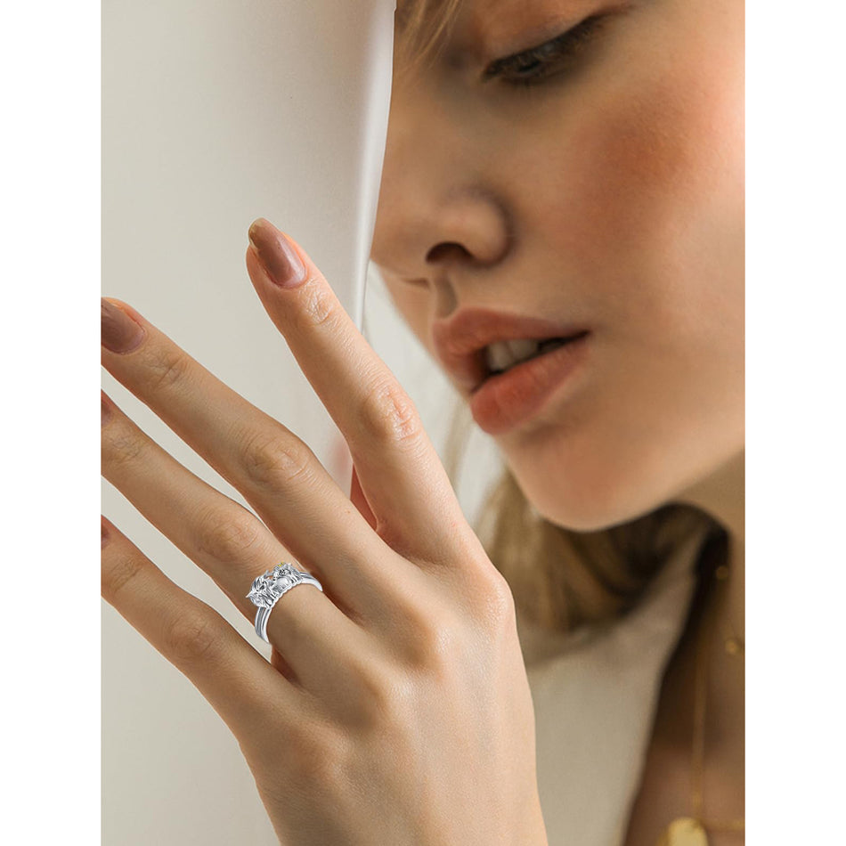 Sterling Silver Family Highland Cow Ring Animal Ring