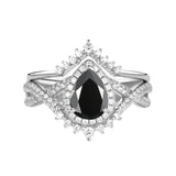 Sterling Silver 10K 14K 18K Gold  Pear Shaped Gemstone Engagement Rings Set