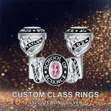 Sterling Silver Personalized Birthstone Engraved  2025 Graduation Class Ring for Women