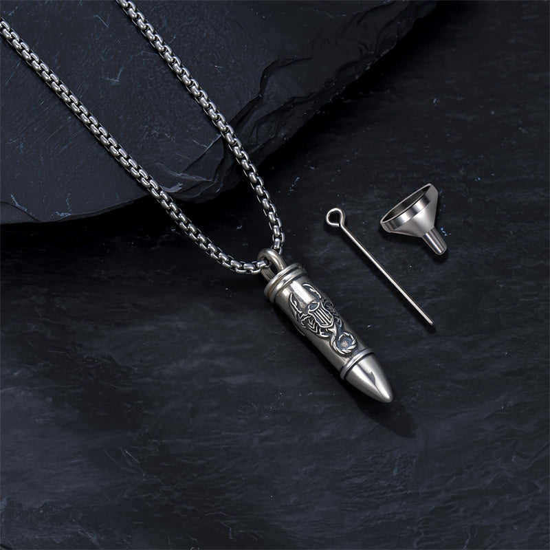 Sterling Silver Phoenix Skull  Scorpion Wolf Bullet Urn Necklace for Ashes