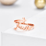 Sterling Silver Adjustable Cross Inspirational Ring With Engraved