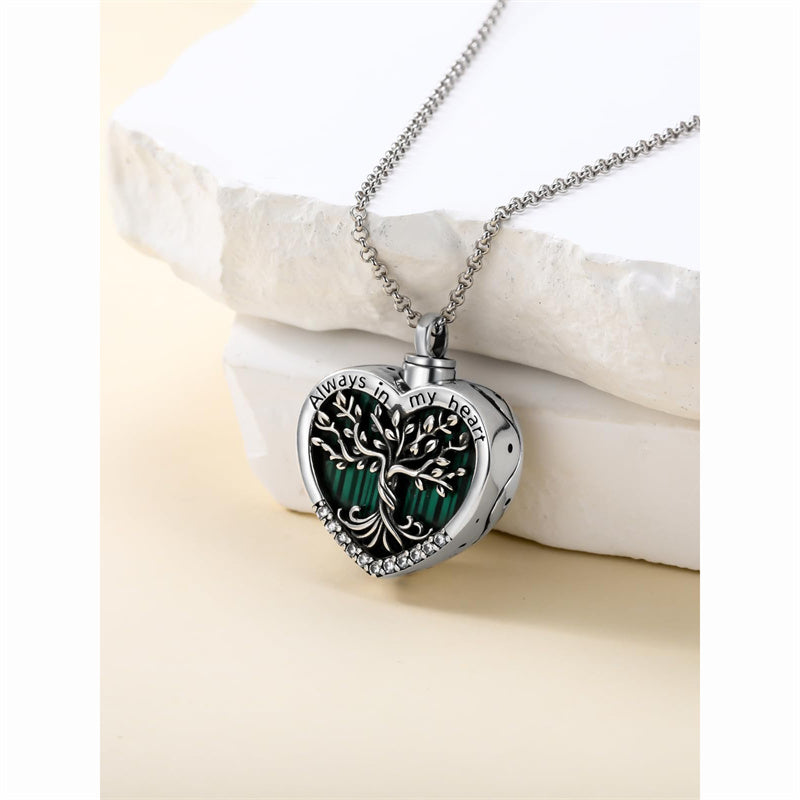 Sterling Silver Tree of Life Urn Necklaces Abalone Opal Shell Cremation Jewelry for Ashes