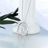 Sterling Silver Heart Father Daughter Pendant Necklace for Daughter