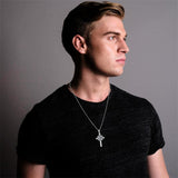 Sterling Silver Firefighter & Cross Pendant Necklace  for Men