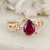 Sterling Silver 10K 14K 18K  Gold Pear Gemstone Vintage Engagement Wedding Promise Anniversary Ring