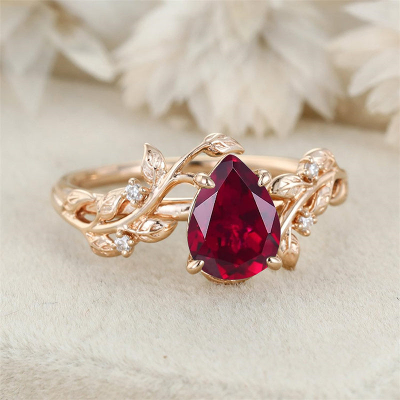 Sterling Silver 10K 14K 18K  Gold Pear Gemstone Vintage Engagement Wedding Promise Anniversary Ring