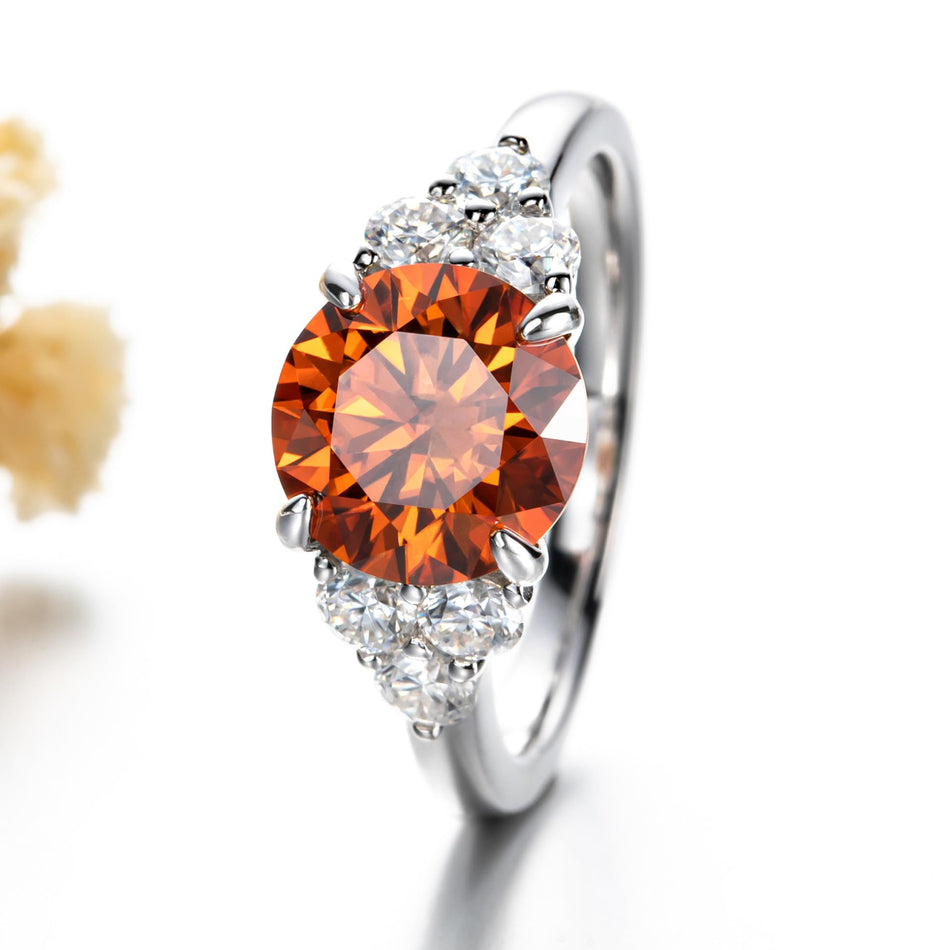 Sterling Silver 3.0 Carat Green Moissanite Engagement Ring