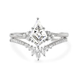 Sterling Silver 10K 14K 18K Gold Kite Cut Gemstone Wedding Ring Set