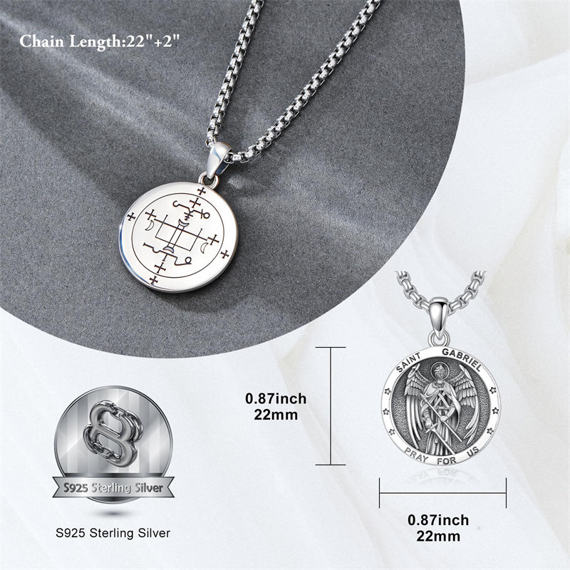 Sterling Silver Saint  Michael Christopher Sebastian Jude Gabriel Anthony Religious Pendant Necklace