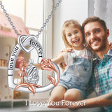 Sterling Silver Heart Father Daughter Pendant Necklace for Daughter