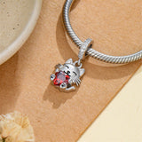 Sterling Silver  Cubic Zirconia Cat Charm Beads