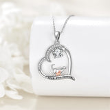 Sterling Silver Cat Pendant Necklace Engraved with I Love You Forever