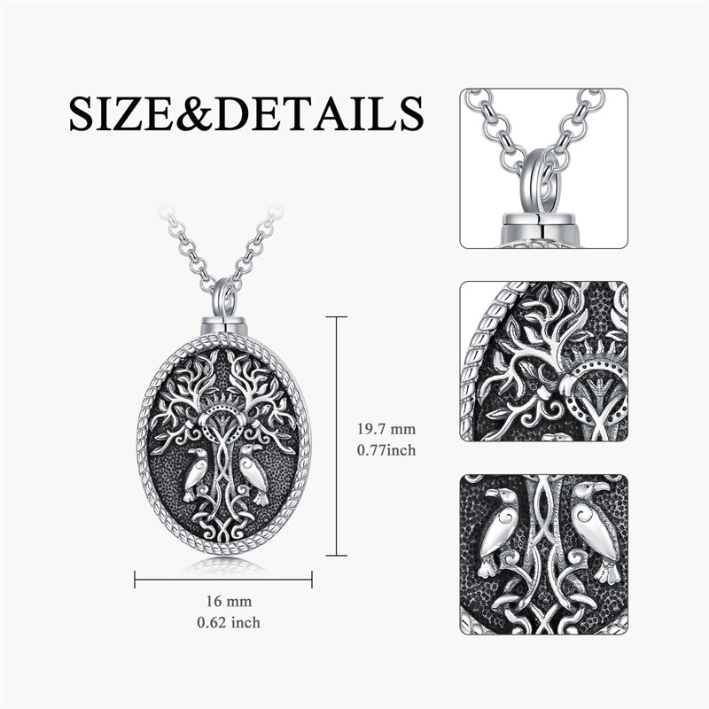 Sterling Silver Personalized Engraved Tree of Life Urn Necklace for Ashes