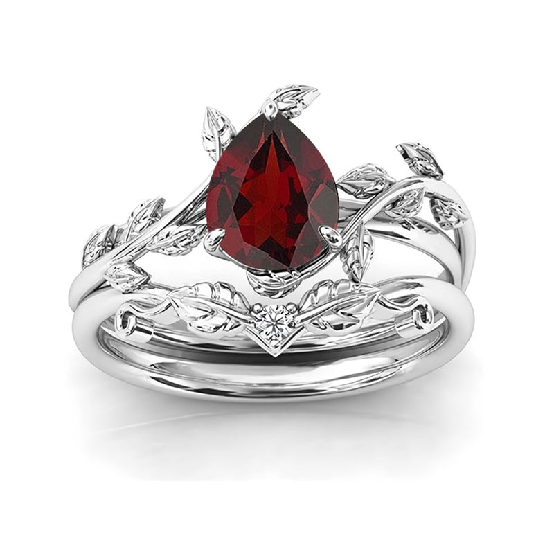 Sterling Silver 10K 14K 18K Gold 1ct Pear Shaped Gemstone Gemstone Engagement Ring Wedding Ring Sets