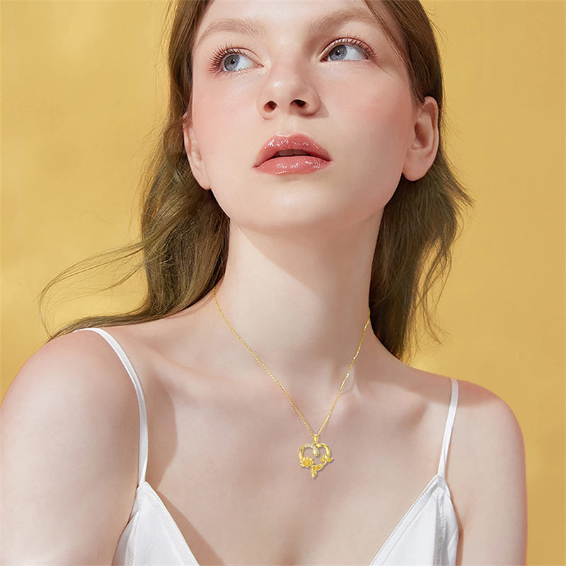 14k Gold Birth Flower Pendant Necklace