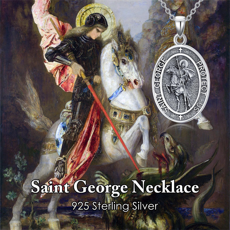 Sterling Silver St Anthony Francis Joseph Peregrine Raphael Sebastian Medal  Protection Pendant Necklace