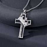 Sterling Silver Cross Christian Pendant Necklace for Men