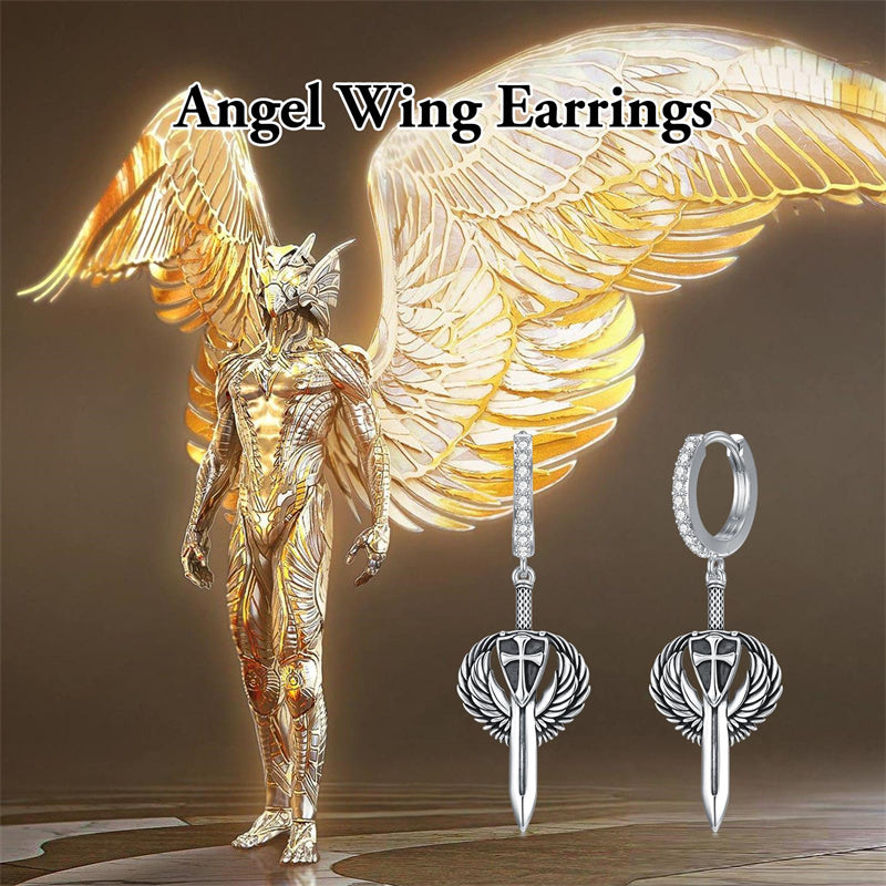 Sterling Silver Sword Hoop Earrings