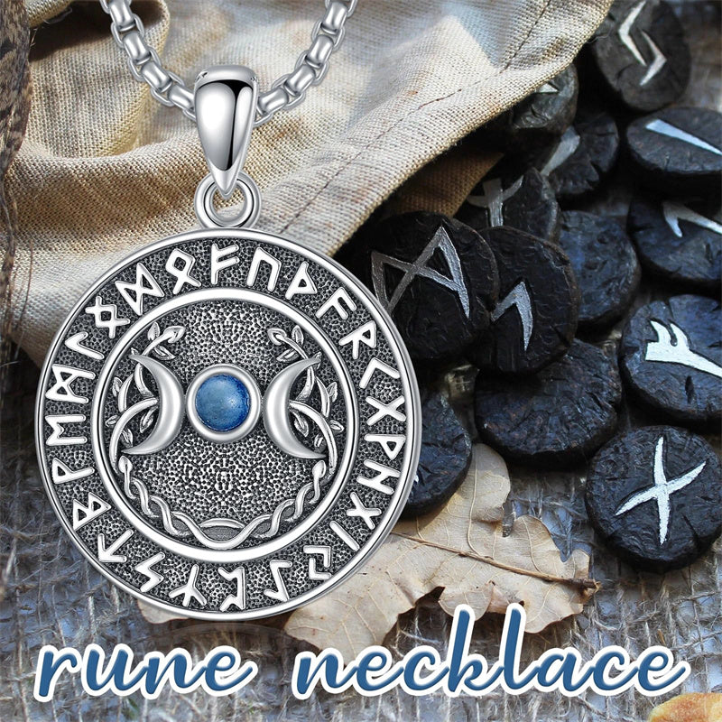 Sterling Silver Medusa Triple Moon Goddess Athena Pendant Necklace for Women