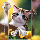 Sterling Silver Cute Cat Adjustable Ring for Women