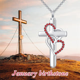 Sterling Silver Birthstone Cross Urn Necklace for Ashes