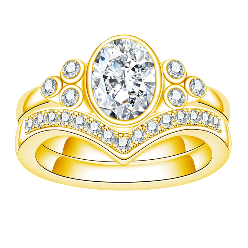 Sterling Silver Oval Cut Moissanite Engagement Wedding Ring