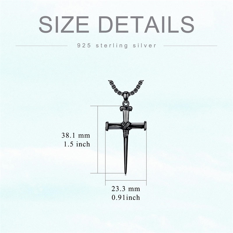 Sterling Silver Nail Cross Urn Necklace for Ashes for Men
