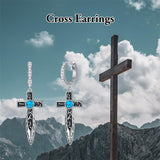 Sterling Silver Turquoise Cross Hoop Earrings