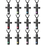 Stainless Steel Birthstones Cross Urn Necklaces for Ashes