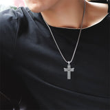 Sterling Silver Cross Christian Pendant Necklace for Men