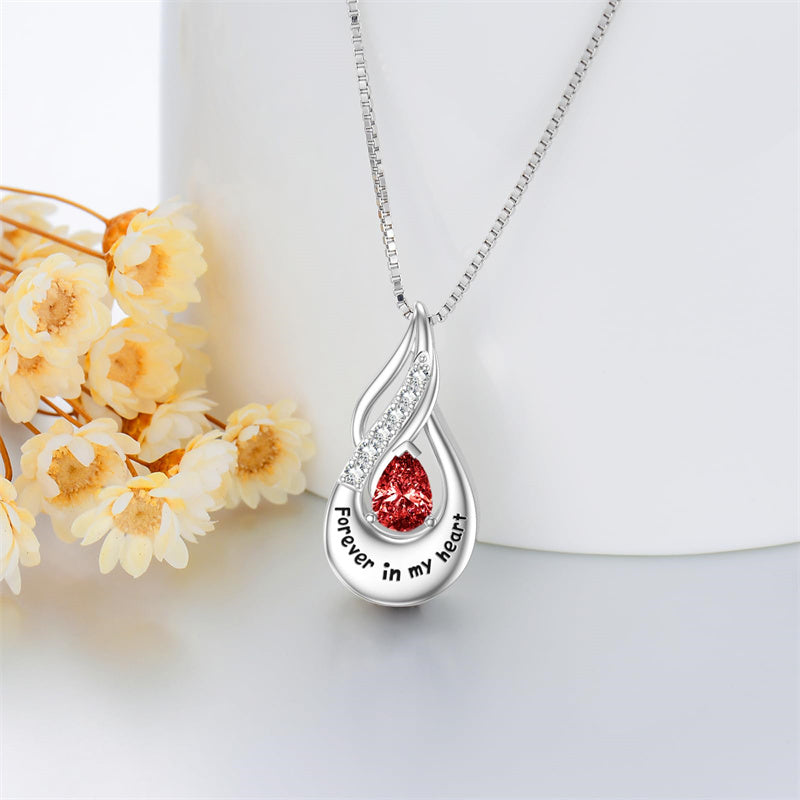 Sterling Silver Personalized Engraved Birthstone Urn Necklace for Ashes