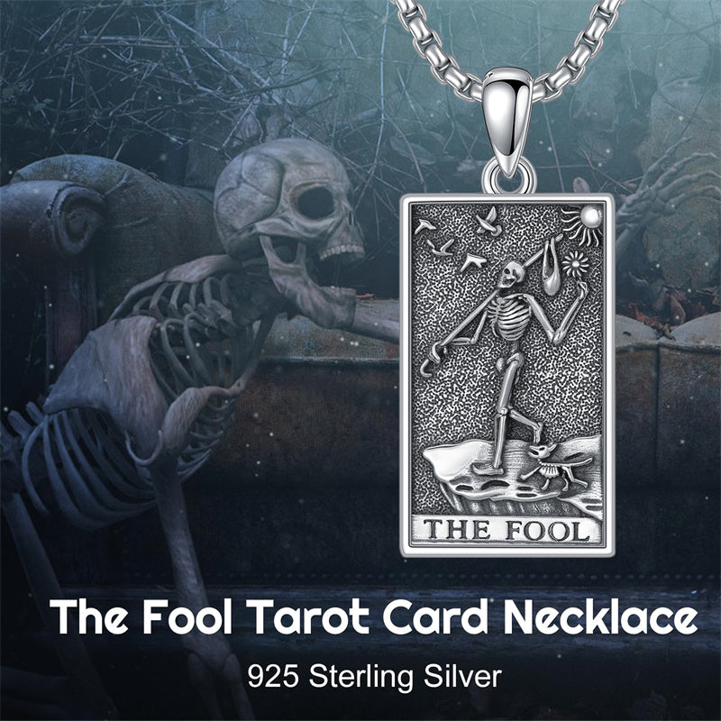 Sterling Silve Sun Moon Star Strength Lovers Death Devil Fool Tarot Card Pendant Necklace