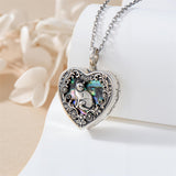 Sterling Silver Abalone Shell Personalized Photo Engraved Heart Cat Pigeon Paw Prints Urn Necklace for Ashes