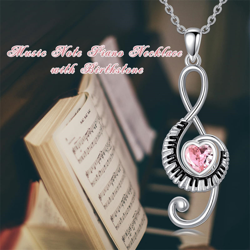 Sterling Silver Birthstone  Music Piano  Pendant Necklace