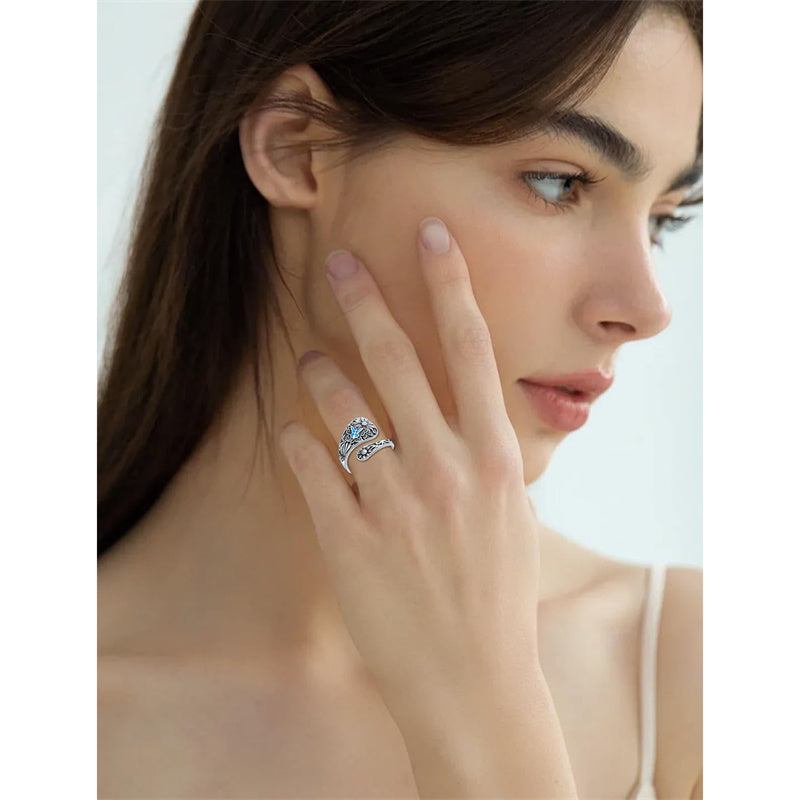 Sterling Silver Personalized Engraved Sunflower Bee Butterfly Adjustable Spoon Ring